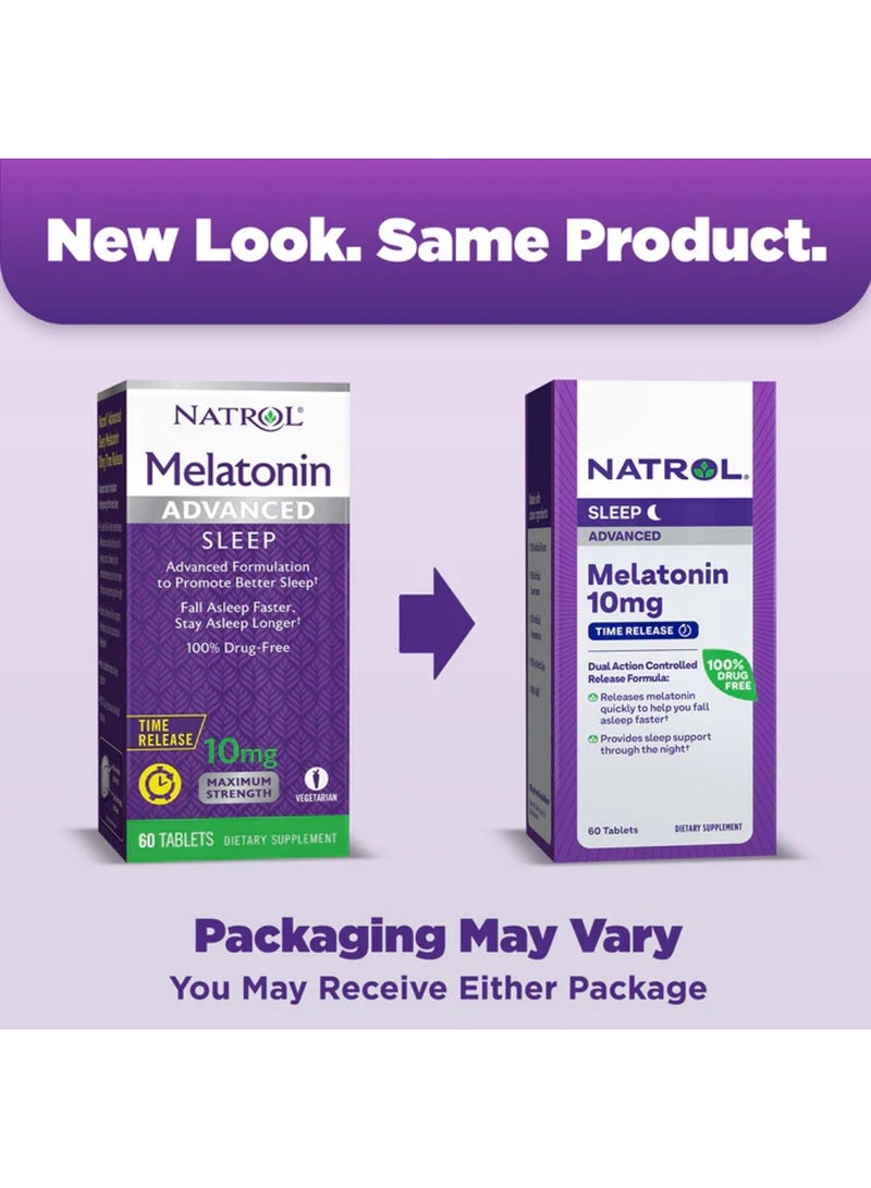 Natrol Advanced Sleep, Time Release Melatonin 10mg 60 Tablets Packaging May Vary - Image 2